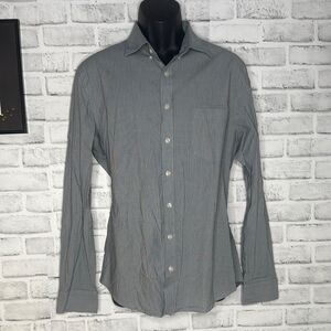 Goodfellow & Company Gray Striped Slim Fit Button Down Shirt Size Large